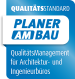 Logo der Zertifizierungsstelle Planer am Bau für den Qualitätsstandard von Architekten und Ingenieuren.