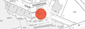 baugenehmigung Blatt mit rotem Punkt